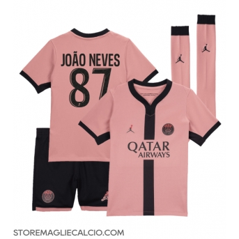 Paris Saint-Germain Joao Neves #87 Maglia Gara Terza Repliche 2024-25 Bambino Maniche Corte